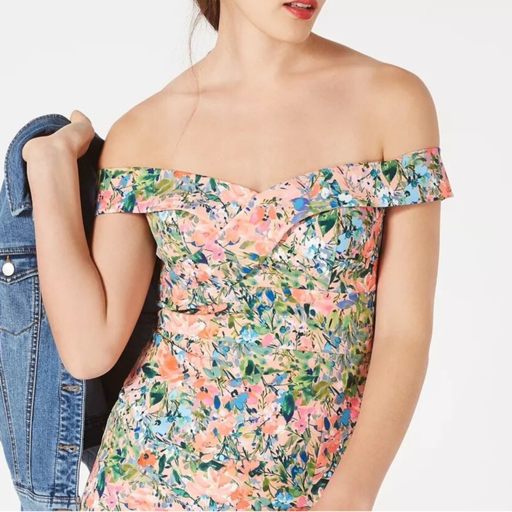 AIDEN MATTOX OFF THE SHOULDER CREPE DRESS